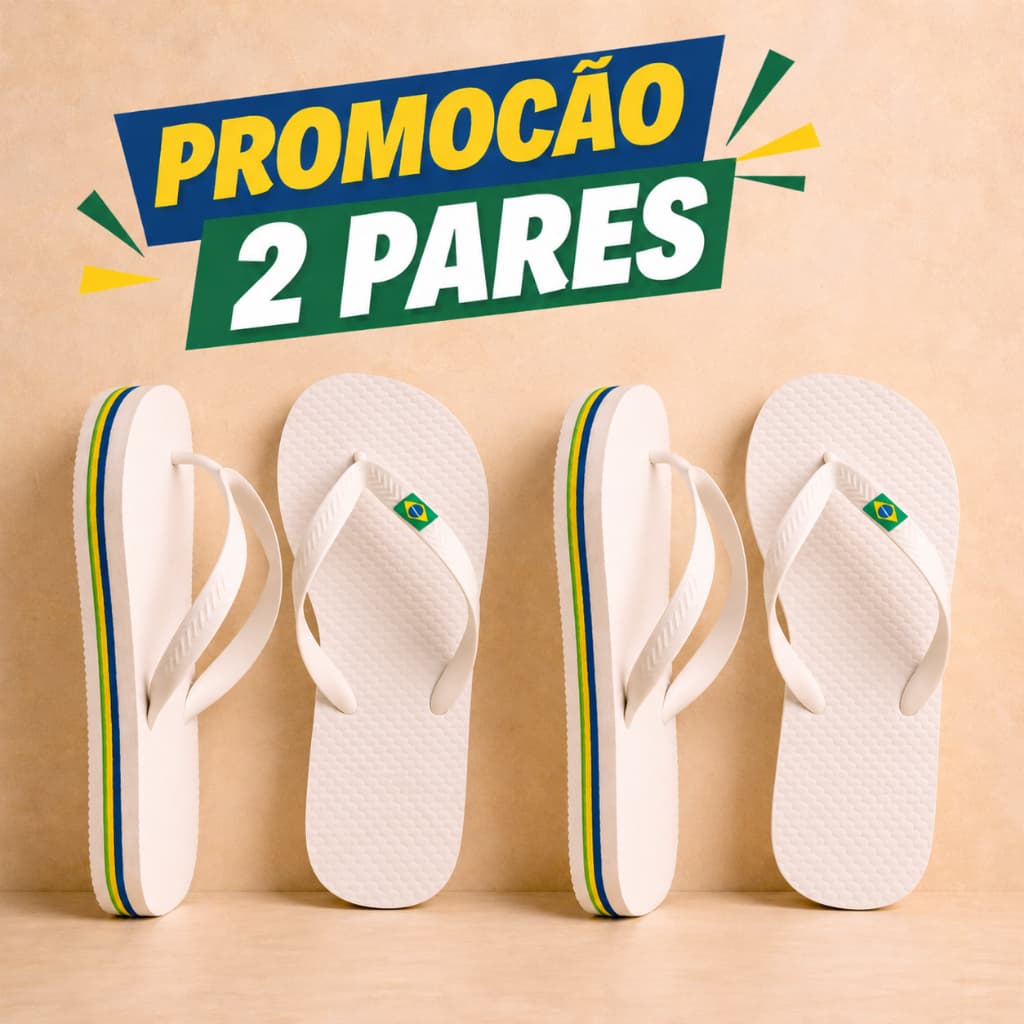 2 pares Chinelo Infantil Masculino/Feminino Borracha tiras com bandeirinha