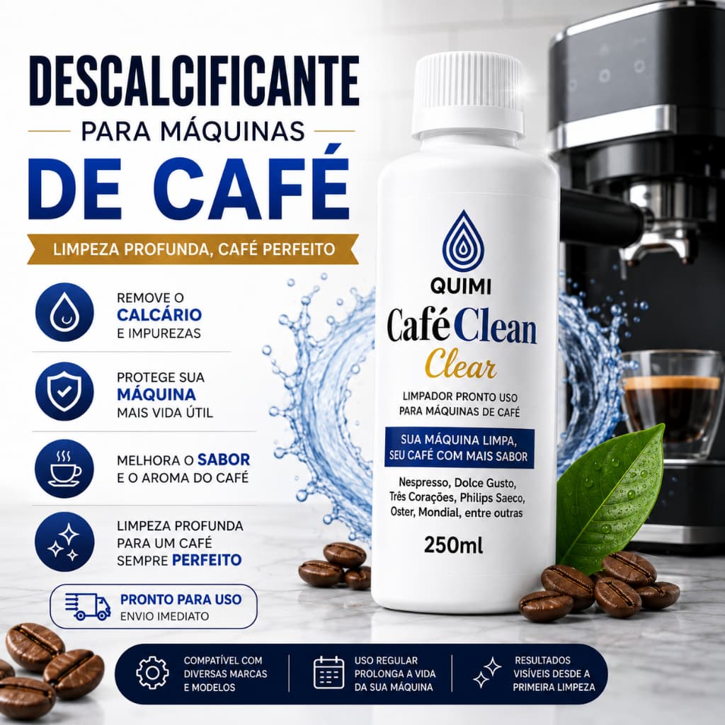 Descalcificante Limpa Cafeteira 250ml Expresso Maquina Nespresso Dolce Gusto 3 Corações Oster Mondial Saeco Café Limpeza