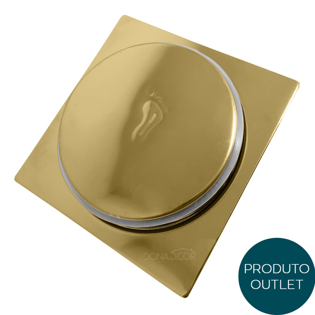 Ralo Click Quadrado Dourado 10x10 Outlet Ralo Inteligente Banheiro Inox Escoamento Lavatorio