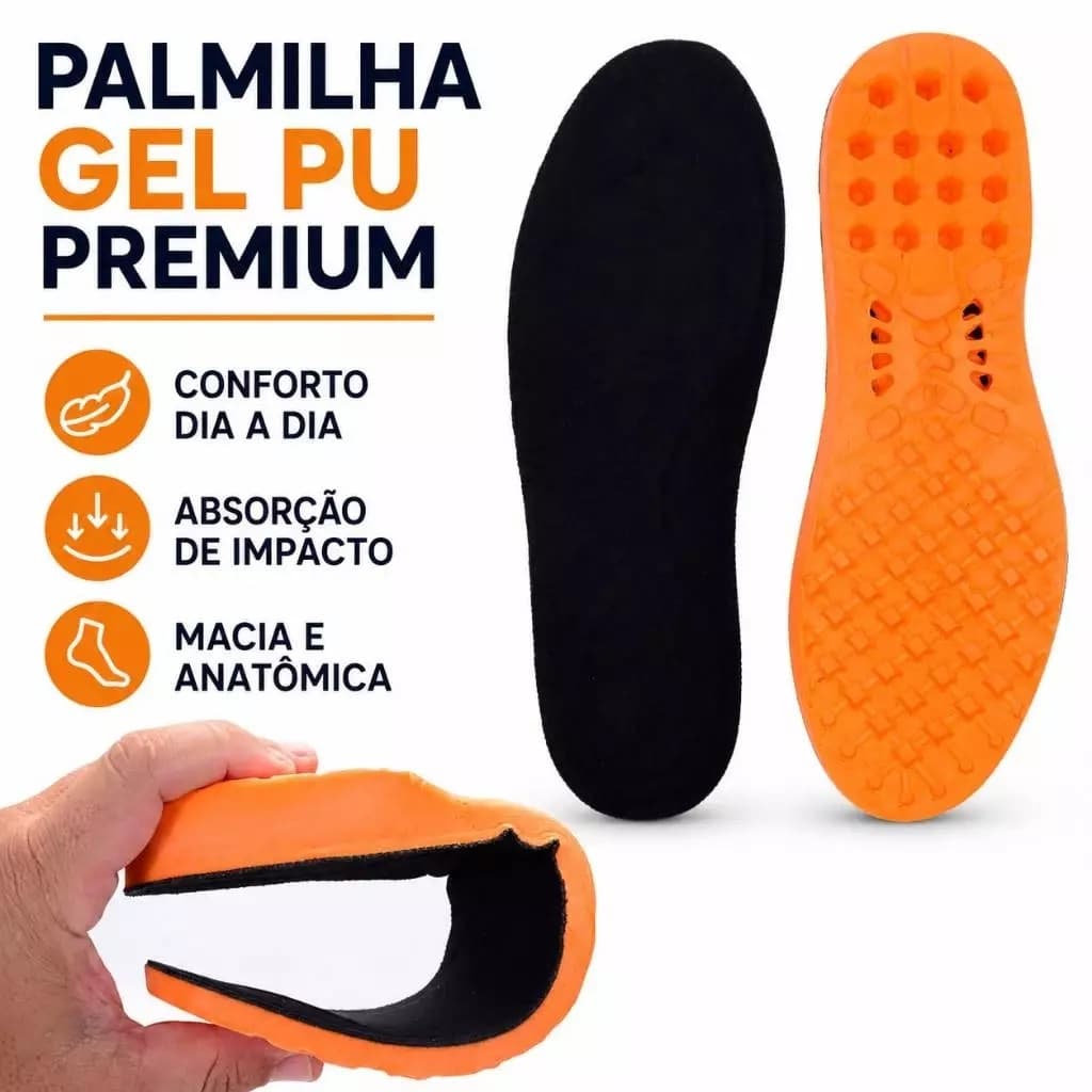 Palmilha em Gel P.U Ortopédica Anatómica Absorve impacto Premium
