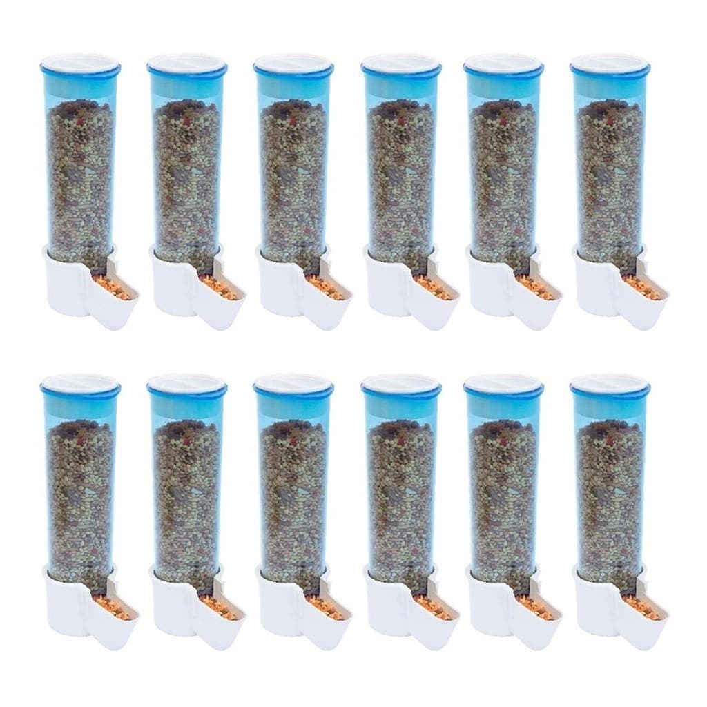 Kit 12 Comedouro Automático 120ml para Pássaros Malha Fina Alimentador Aves