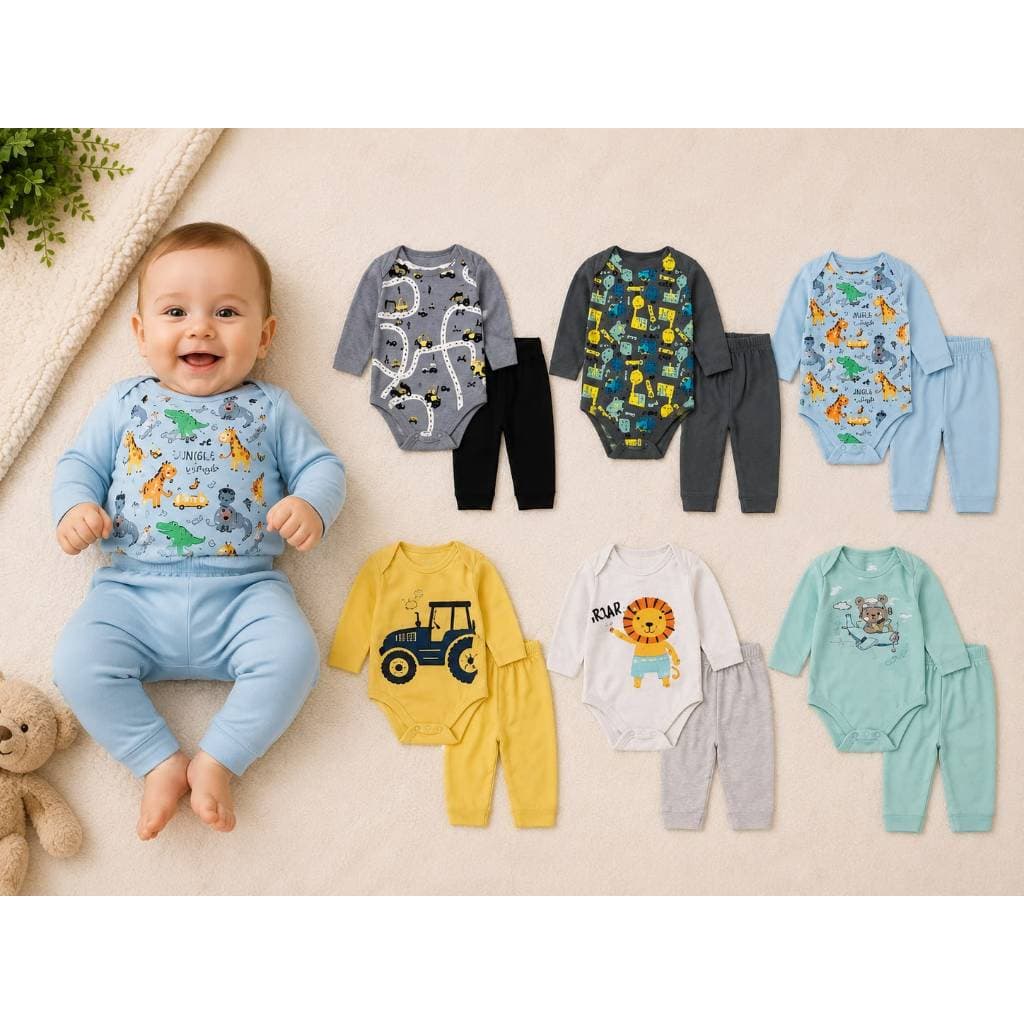 Kit Sortido 6 Peças Body Manga Longa Conjunto Roupa De Bebê Menino Infantil Inverno Roupa Conjunto Frio