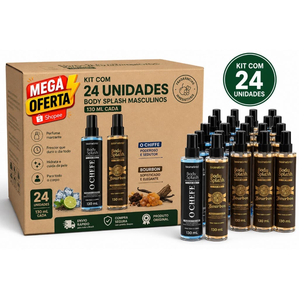 🔥 KIT 24 -12- 6-2 UND   BODY SPLASH MASCULINO BIO INSTINTO 130ML