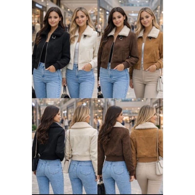Jaqueta Fem Com Gola Peluciada -estilo Moderno E Confortavel