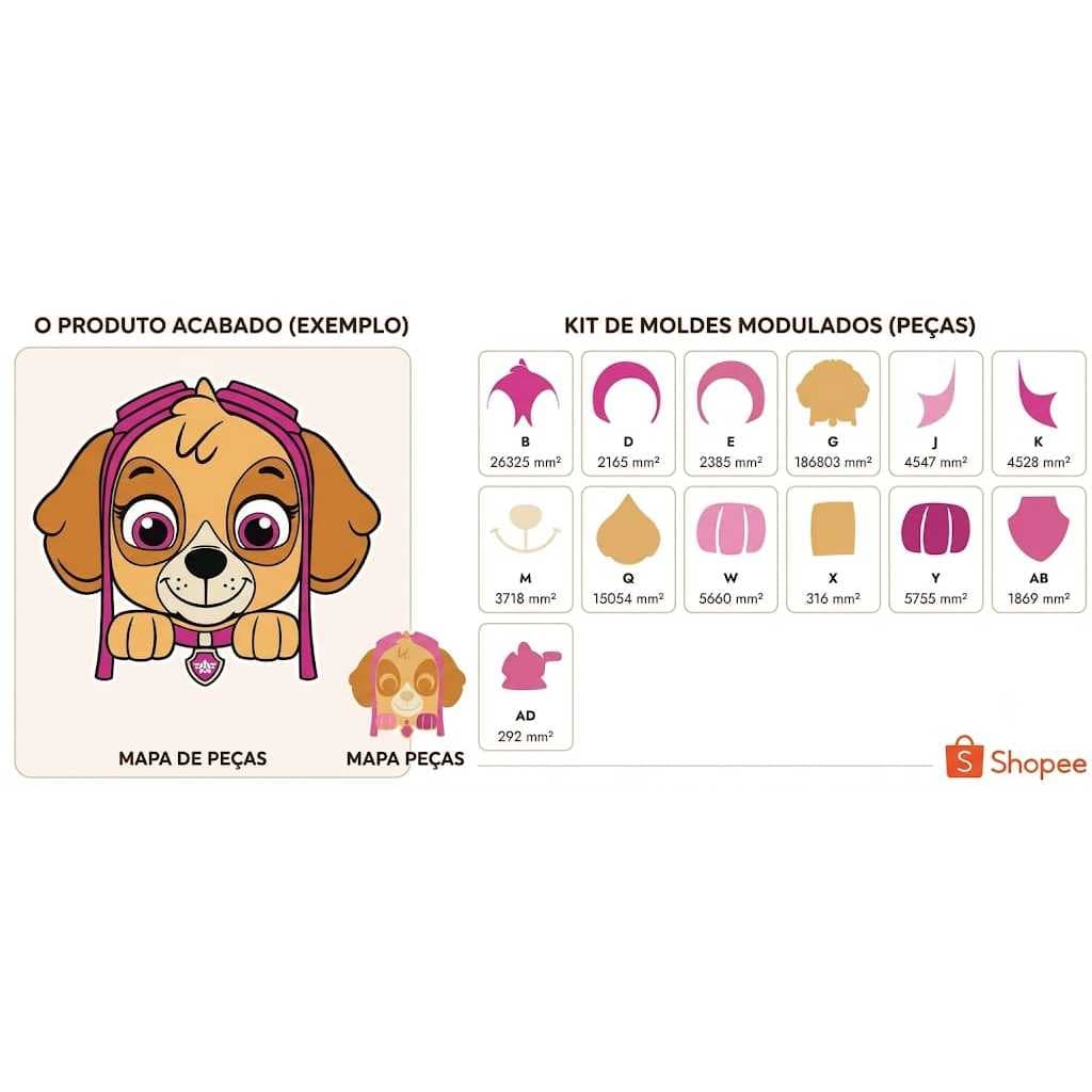 Cortador Pasta Americana e Doces Skye Patrulha Canina Molde Modulado Confeitaria Biscuit