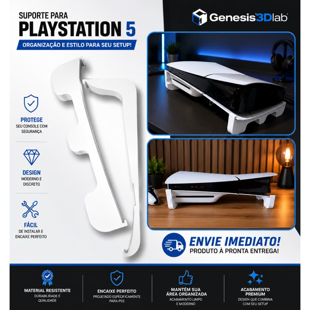 Suporte Horizontal PS5 Slim - Base de Apoio Gamer Premium Impressao 3D