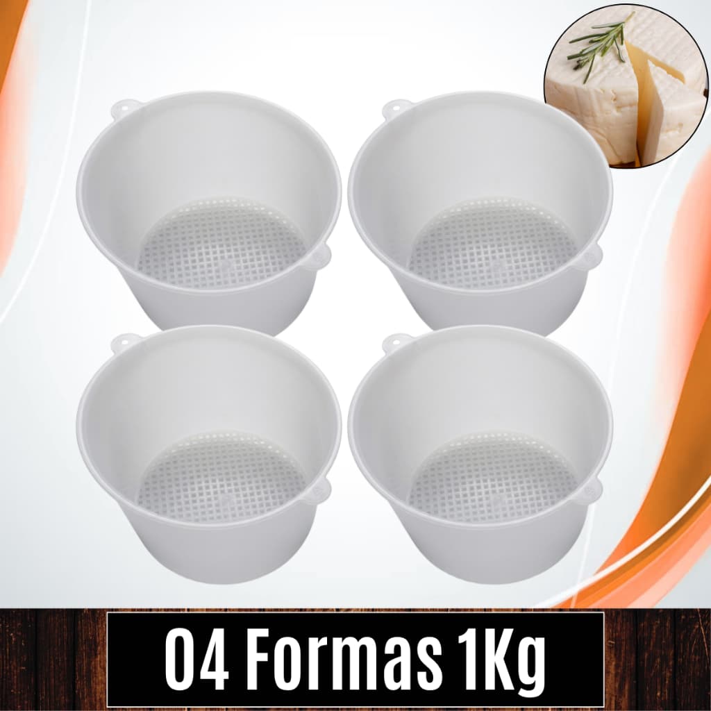 Pct 04 Unds Formas 1kg (Especial e reforçada)  p/ Queijos Minas Frescal Canastra requeijão - INJESUL