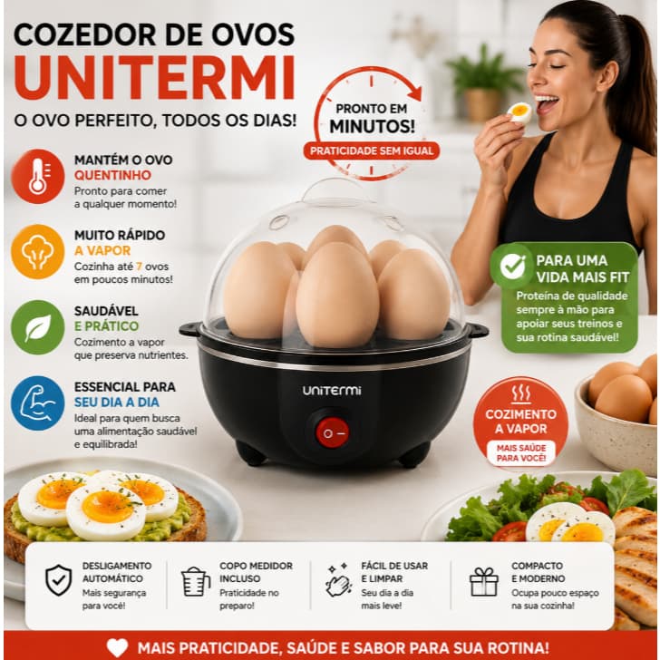 Cozedor de Ovos Rapido e Prático Fitness- Unitermi