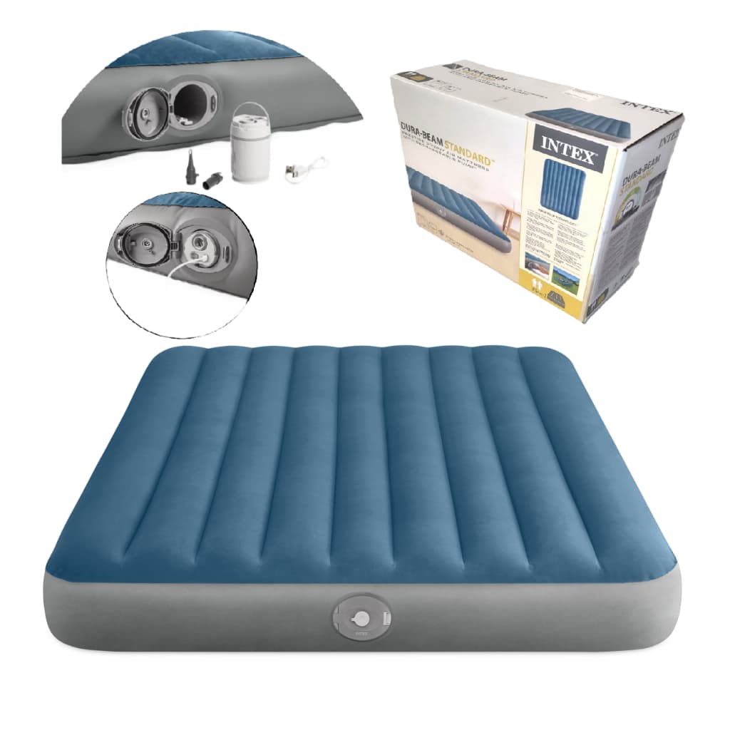 Colchão Inflável Queen Dura-Beam Prestige com Bomba USB Recarregável - Intex 64189NP