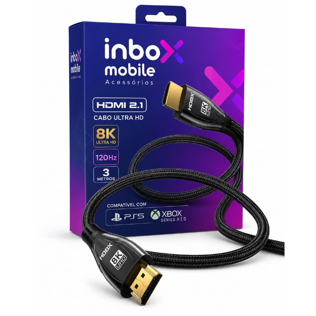 Cabo Hdmi 2.1 3M 8K e 4K 120hz Gold Ultra HD P TV Ps5 Xbox