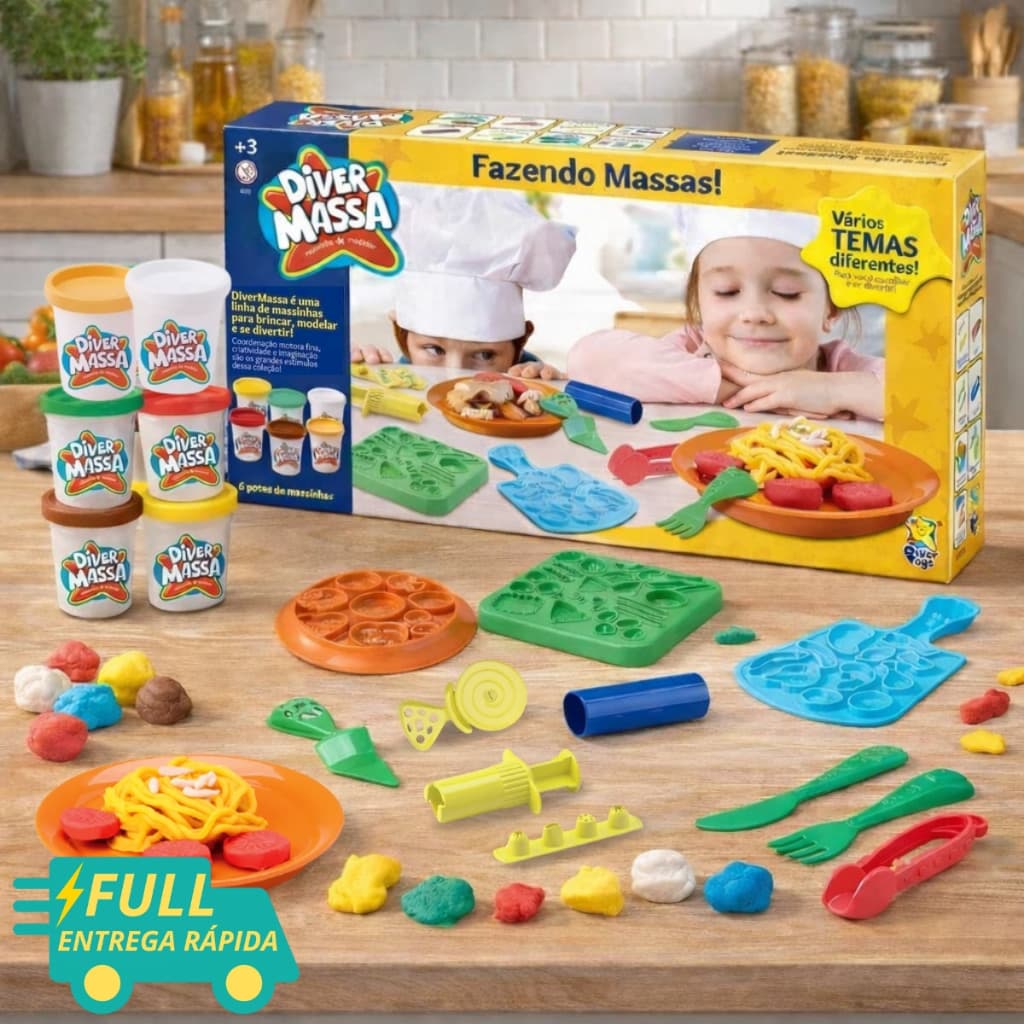 Kit Massinha de Modelar Diver Massa Fazendo Massas Lanchonete Sorveteria Confeitaria Divertoys