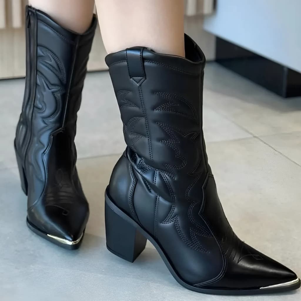 Bota Boiadeira Texana Vizzano Confortável Estilo Rodeio Ana Castela Preta Café Marrom Caramelo