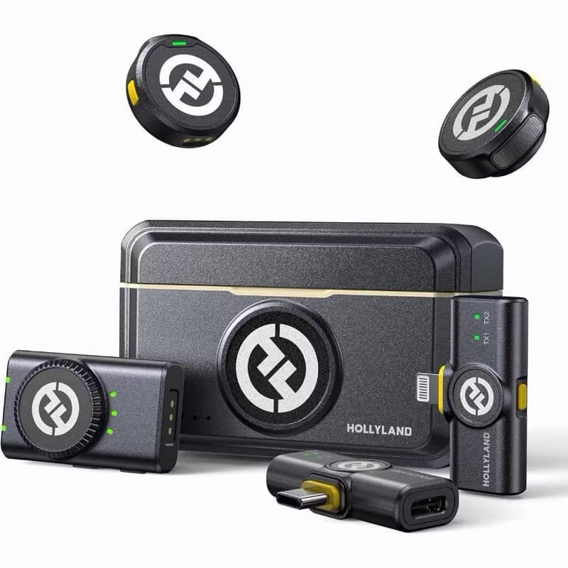Microfone Lapela Bluetooth sem fio Hollyland Lark M2 Versão Lighting e USB-C Câmera Combo Duo Original.