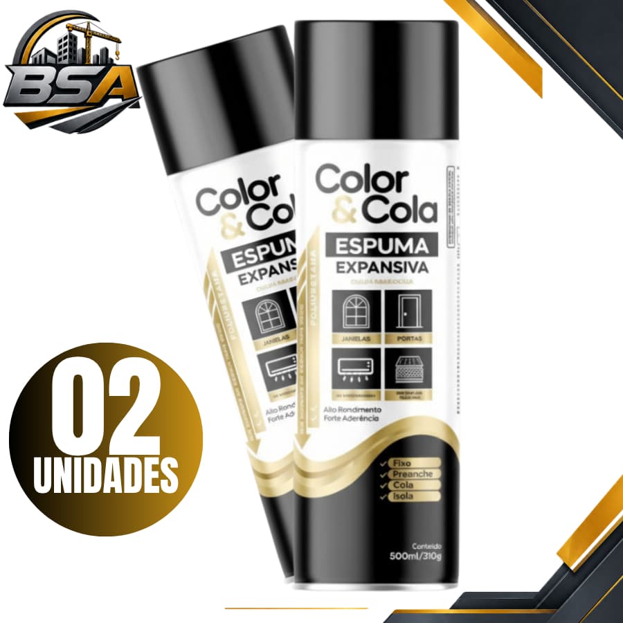 Kit 2 Unidades Espuma Expansiva Spray para Vedação Telhado Porta Profissional 500ml