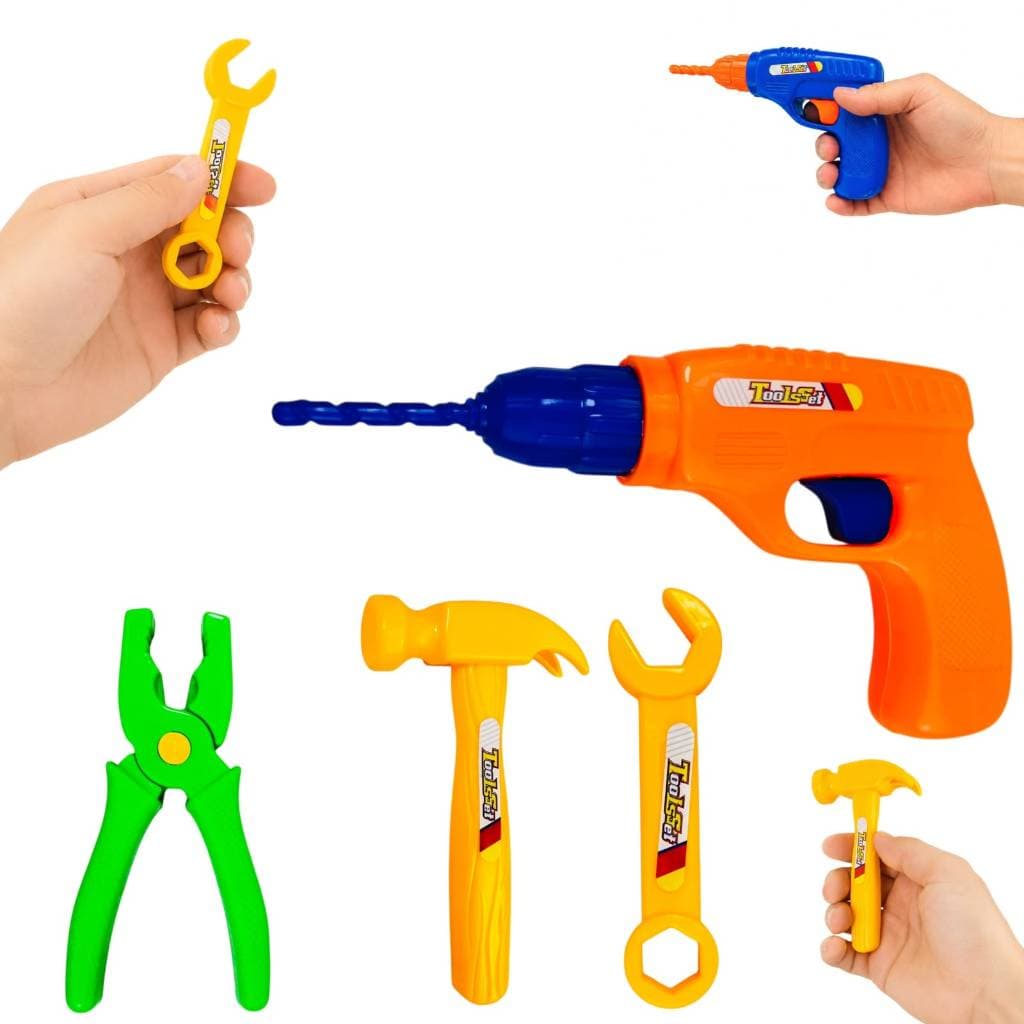 Kit Ferramentas Brinquedo Menino Martelo Alicate Chave Inglesa Parafusos Brinquedo Educativo Infantil