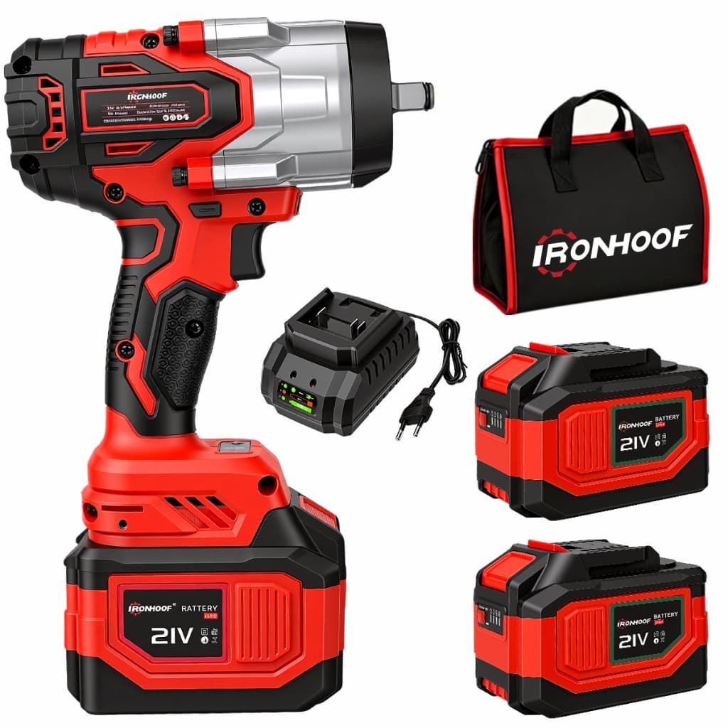 Chave De Impacto Potente 1700/1200/800NM Parafusadeira Brushless 2 Bateria