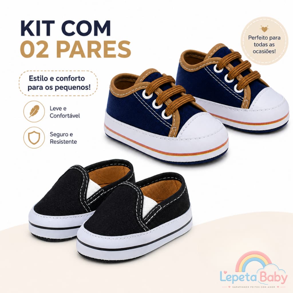 sapato bebê tênis menino marinho festas confortável kit com 2 pares
