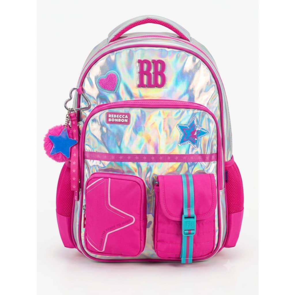Mochila Escolar Rebecca Bonbon Holográfica Lilás Clio Original