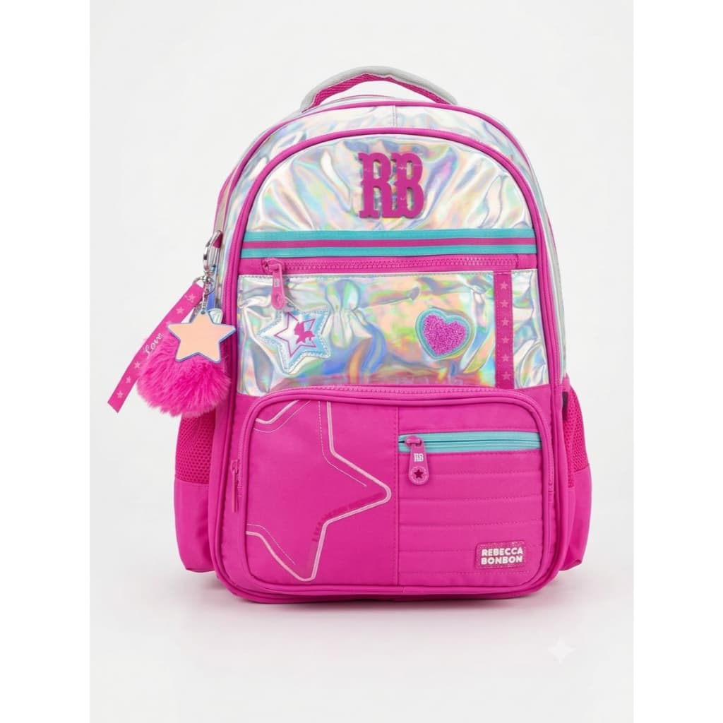 Mochila De Costas Rebecca Bonbon Lilás Metalizada Com Estrela
