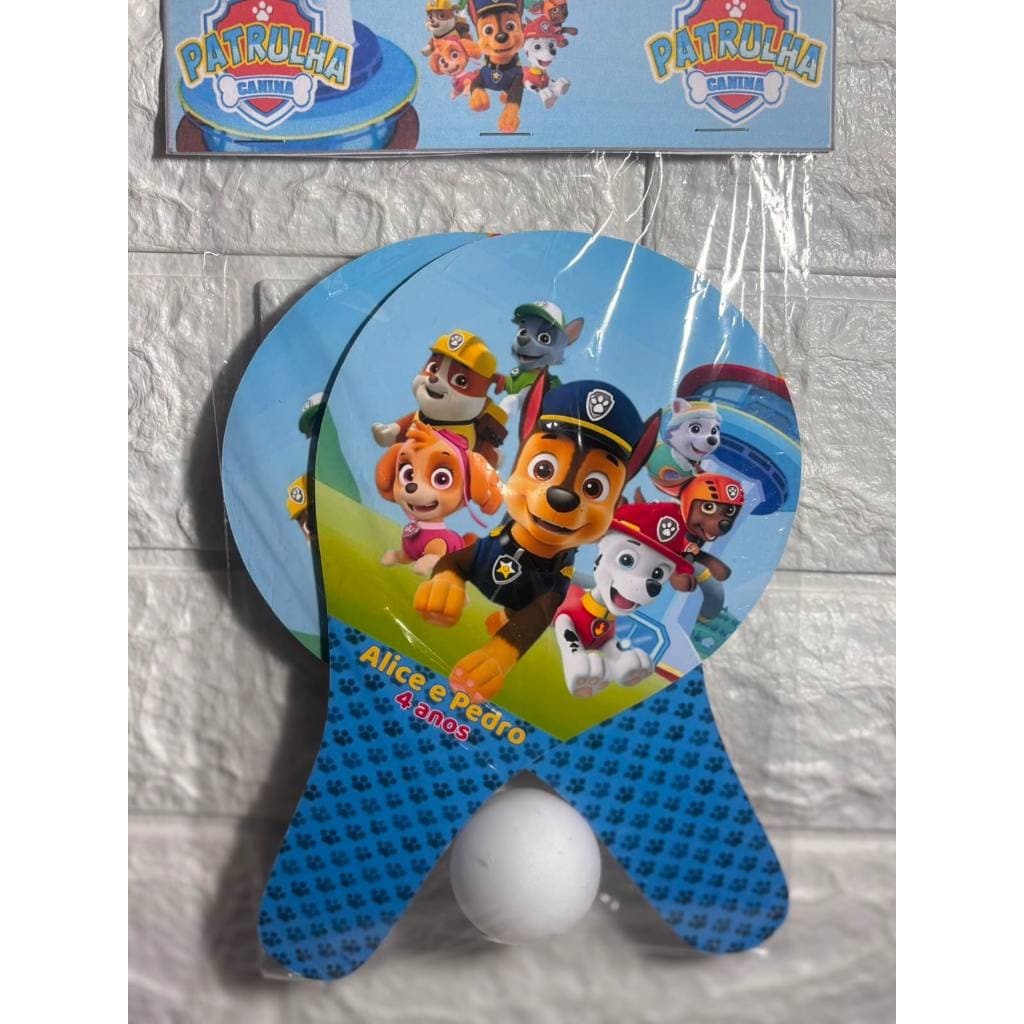 Raquete Personalizada Patrulha Canina Ping Pong Lembrancinha Aniversário