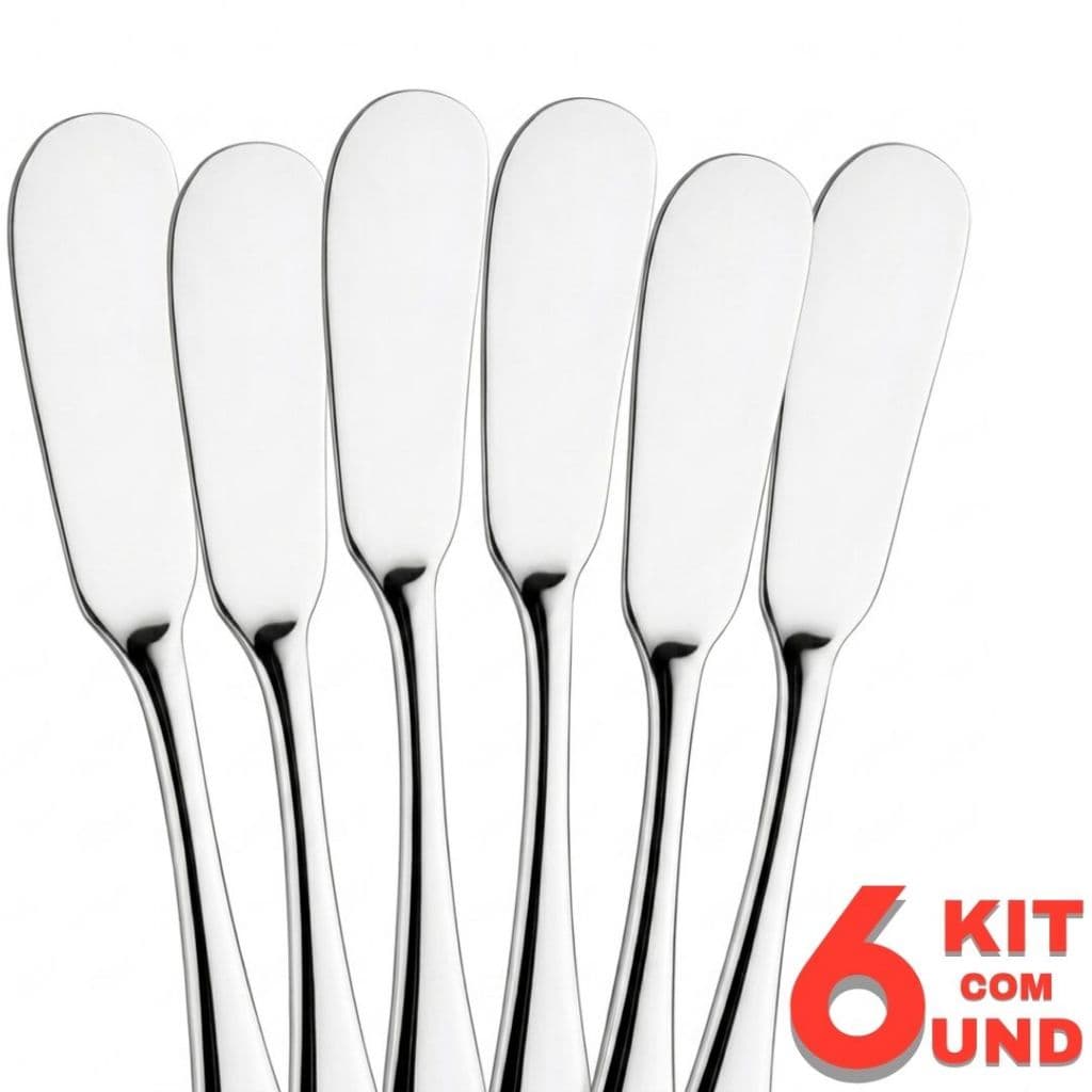Kit 6 Espátulas Inox Profissional Para Patês Manteigas Geleias Linha Requinte | Buffet Restaurante