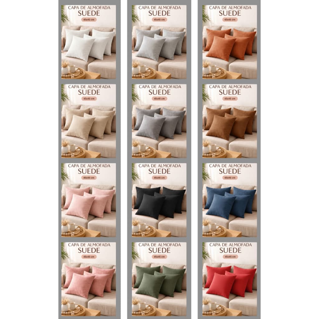 Capa de Almofada Luxo Suede Premium Tamanho 45x45 Com Zíper Invisível Conforto e Sofisticação