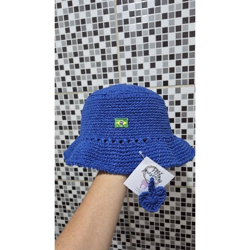 Bcket hat Brasil - Chapéu de croche copa do mundo