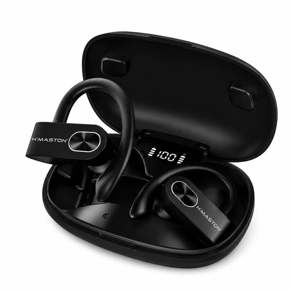 Fone Bluetooth 5.4 H’Maston Sem Fio Open Ear TWS Hi-Fi Chamada HD Android iPhone Esportivo Longa Bateria