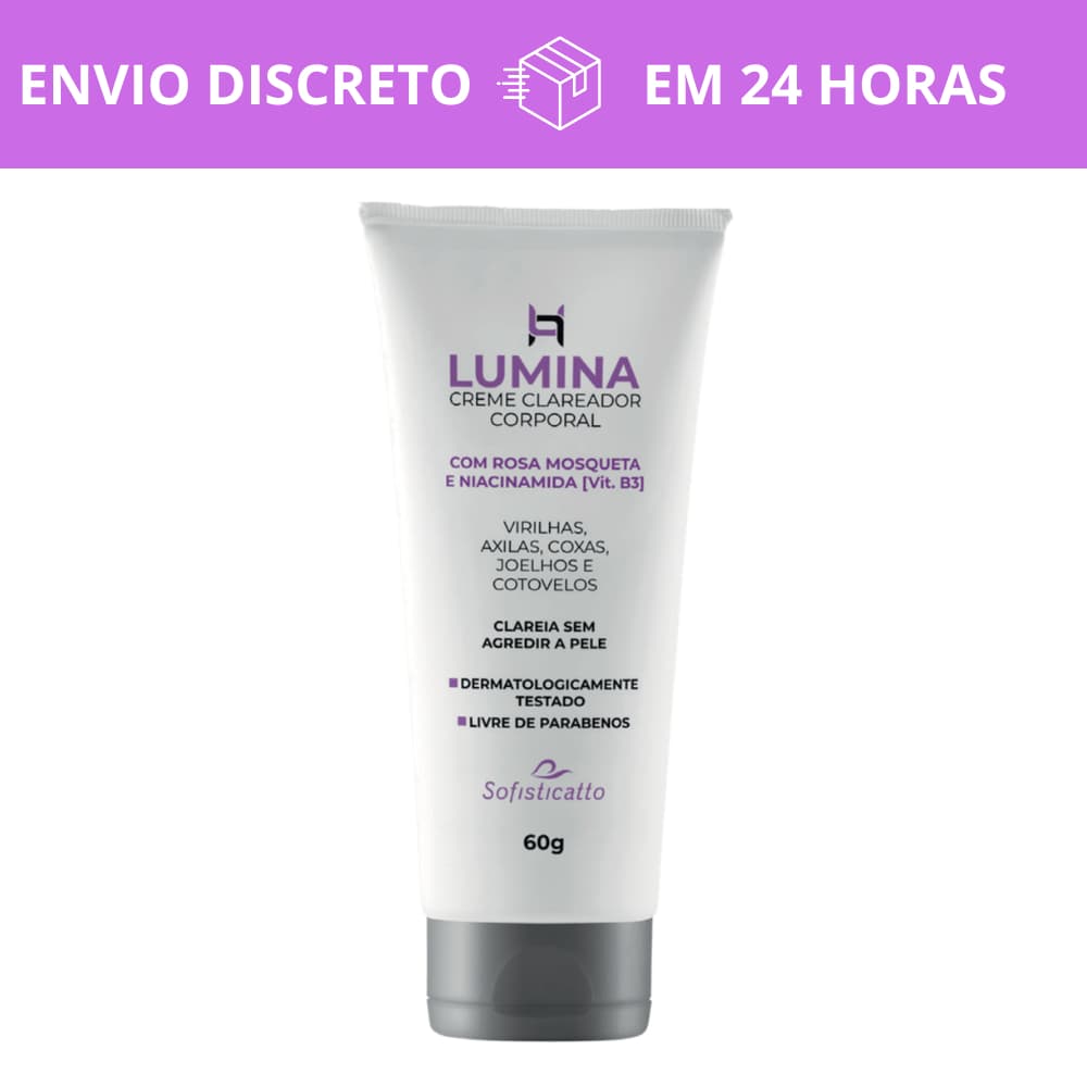 Lumina Creme Clareador Corporal 60G Sofisticatto Clareia Virilhas Axilas Coxas joelhos e Cotovelos