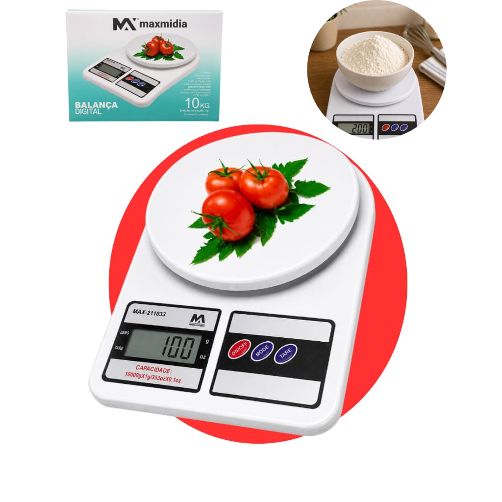 BALANÇA DIGITAL 10 KG PARA COZINHA CASA RESTAURANTE LANCHONETE