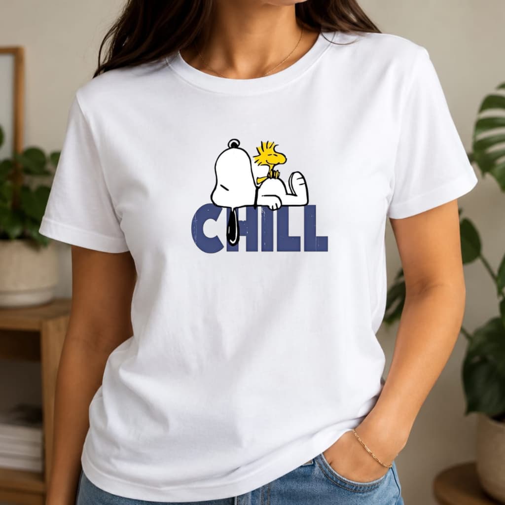 Camiseta Feminina Casual Snoopy Chill Fofa 100% Algodão Divertida