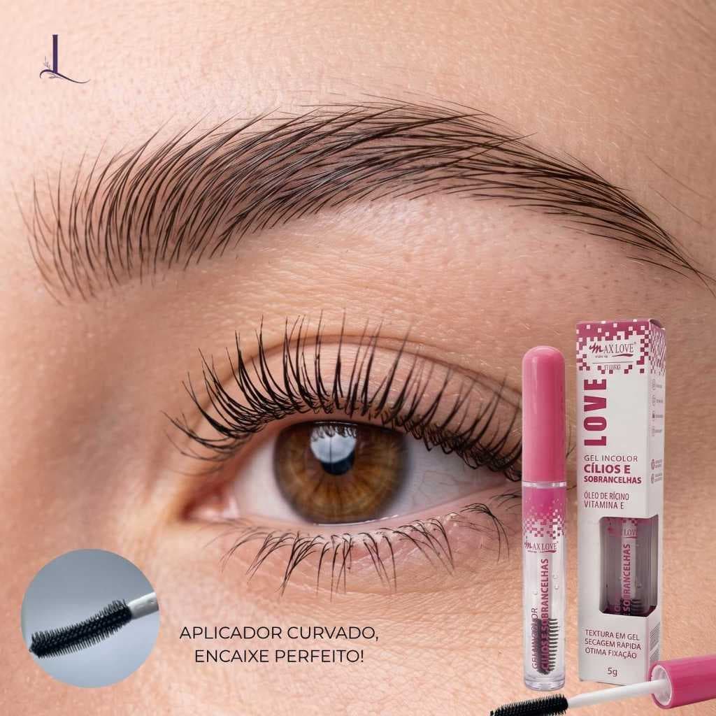 Gel Incolor Cílios e Sobrancelhas Max Love Óleo de Rícino Vitamina E Fixador 5g