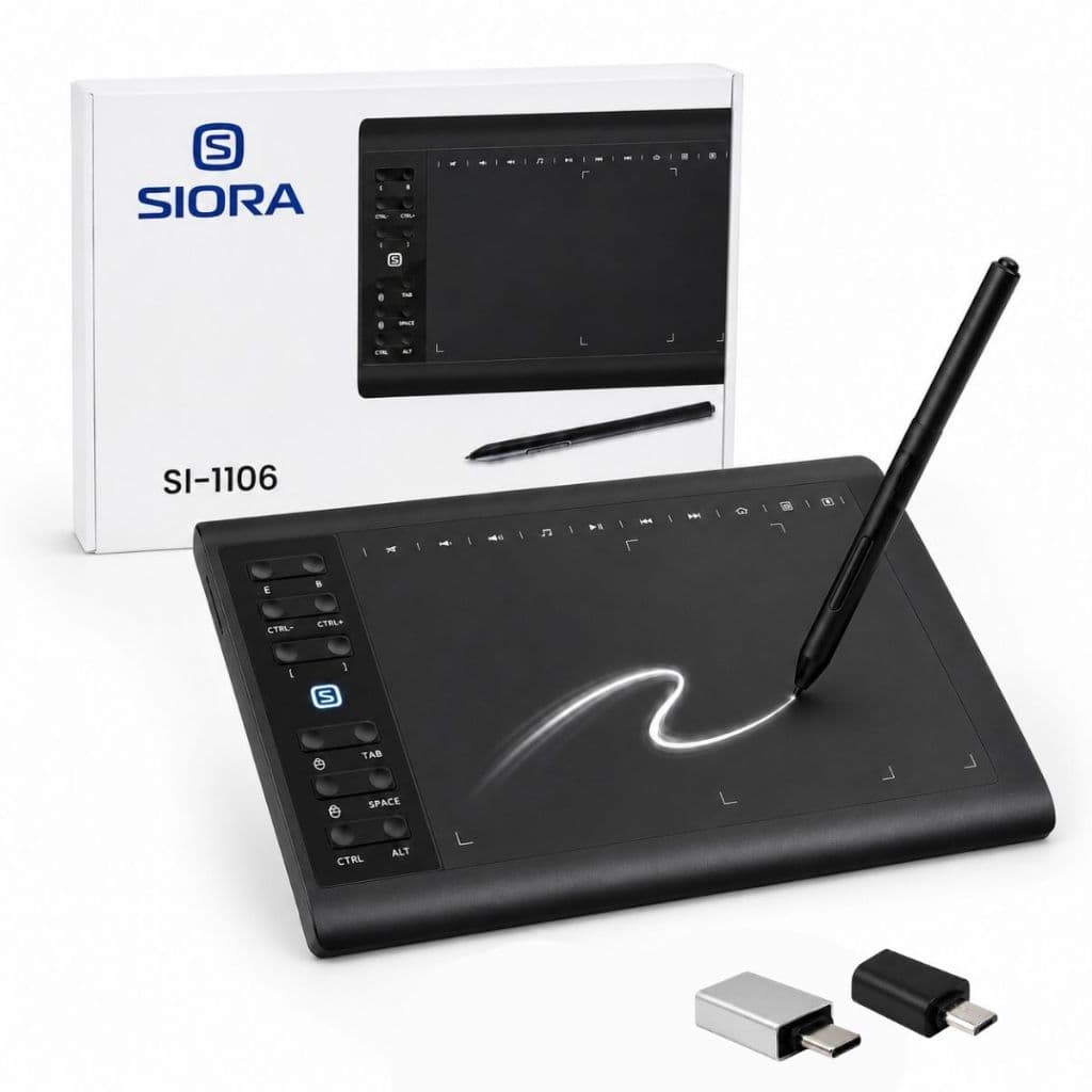 Mesa Digitalizadora 11.6" com Caneta Desenho e Edição 8192 Níveis de Pressão 12 Teclas de Atalho