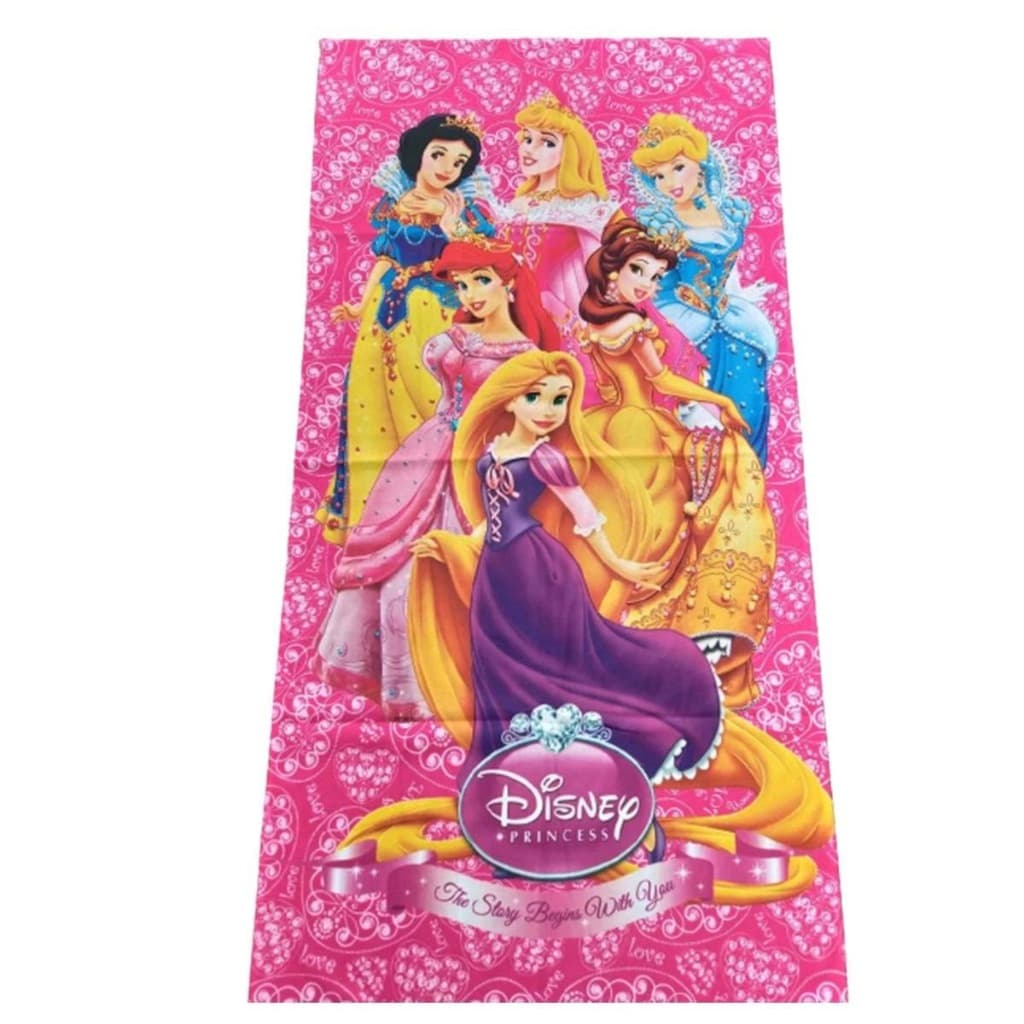 Toalha de Praia Banho Piscina Infantil Desenho Princesas Disney Era Uma Vez Rosa