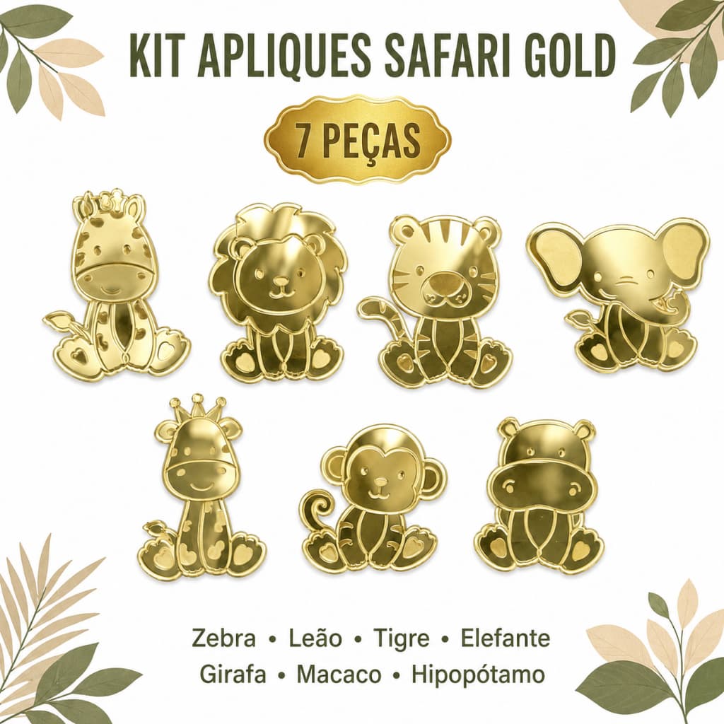 Aplique em Acrílico Safari para Caixas Tubetes e Lembrancinhas Colagem Kit Decoração e Artesanato