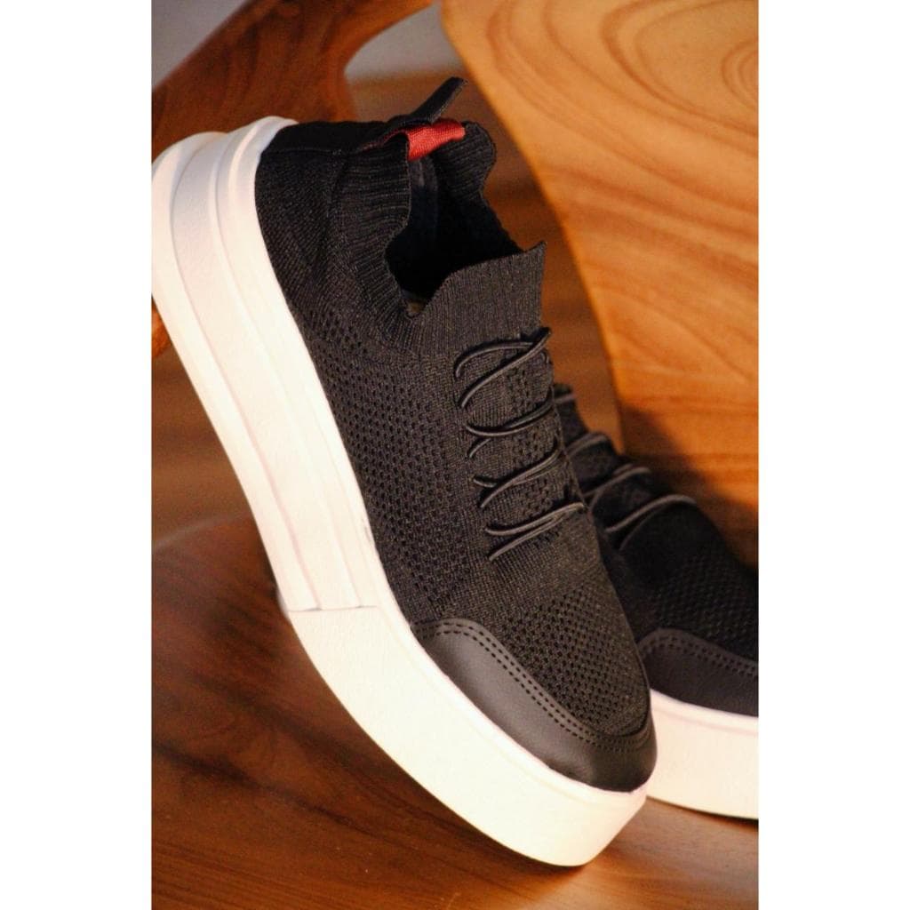 Tenis Knit Masculino Respirável Calce Fácil Sola Alta Estiloso Palmilha P.U GEL
