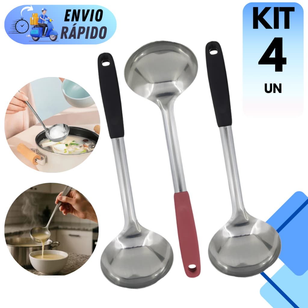 KIT 4 CONCHA PROFISSIONAL INOX PARA FEIJÃO ALIMENTOS CALDO COZINHA RESTAURANTE