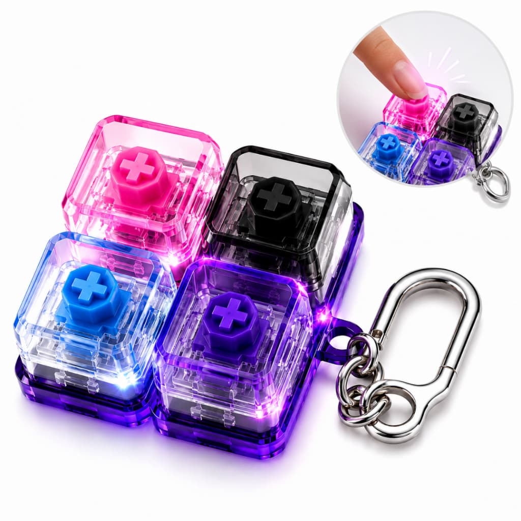 Chaveiro Gamer Teclado Mecânico LED RGB Fidget Clicker Switch Mecânico Mini Teclado Para Mochila Chaves