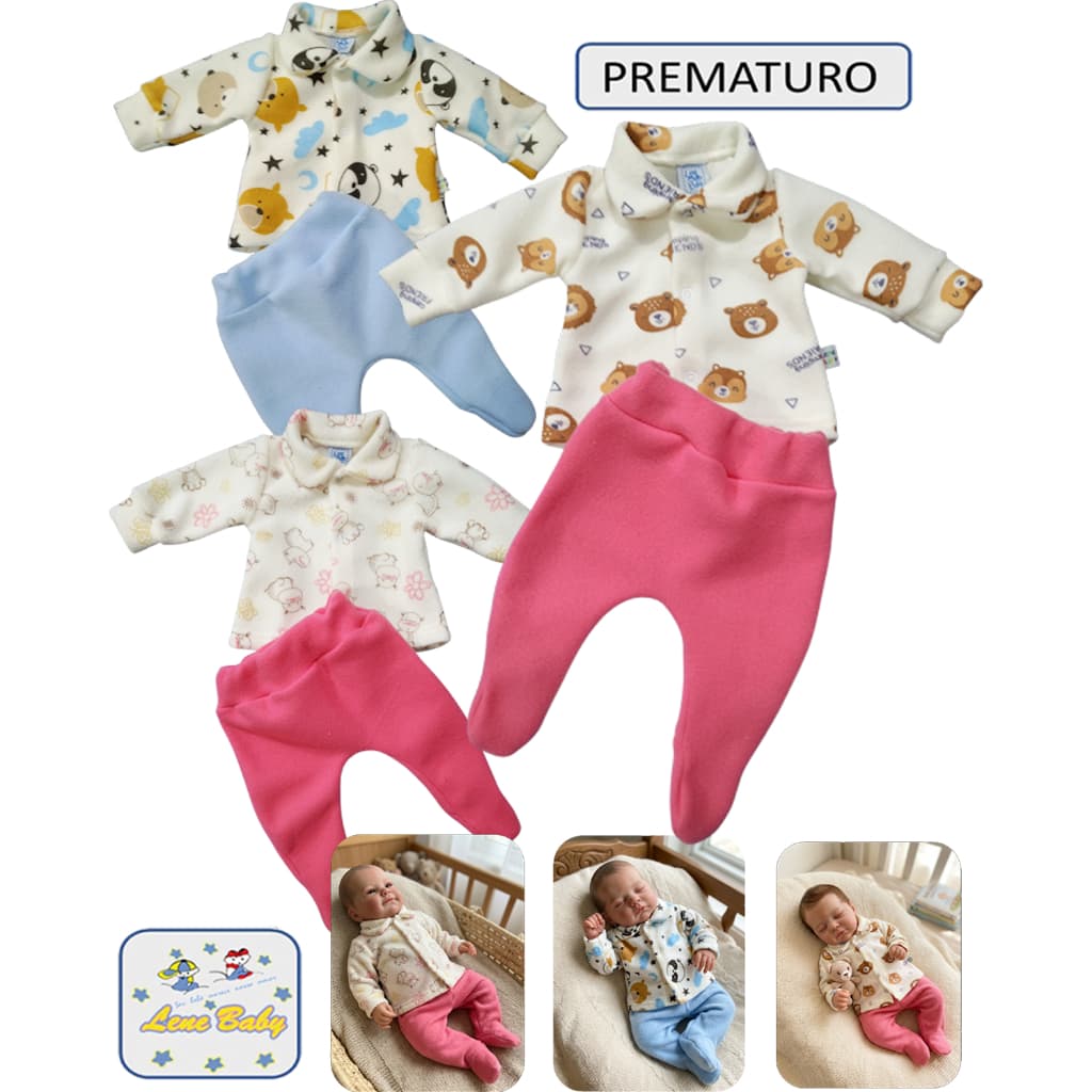 Conjunto Prematuro  Casaco e Calça c/ Pé  Soft Premium  LENE BABY