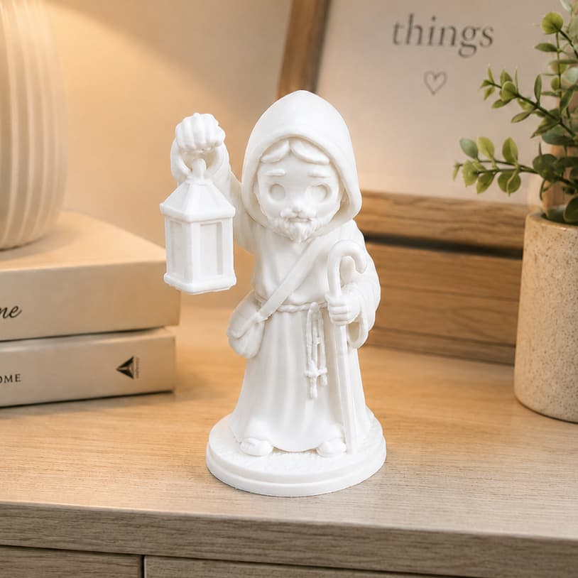 Escultura São Longuinho Decoração Religiosa Santo dos Achados e Perdidos