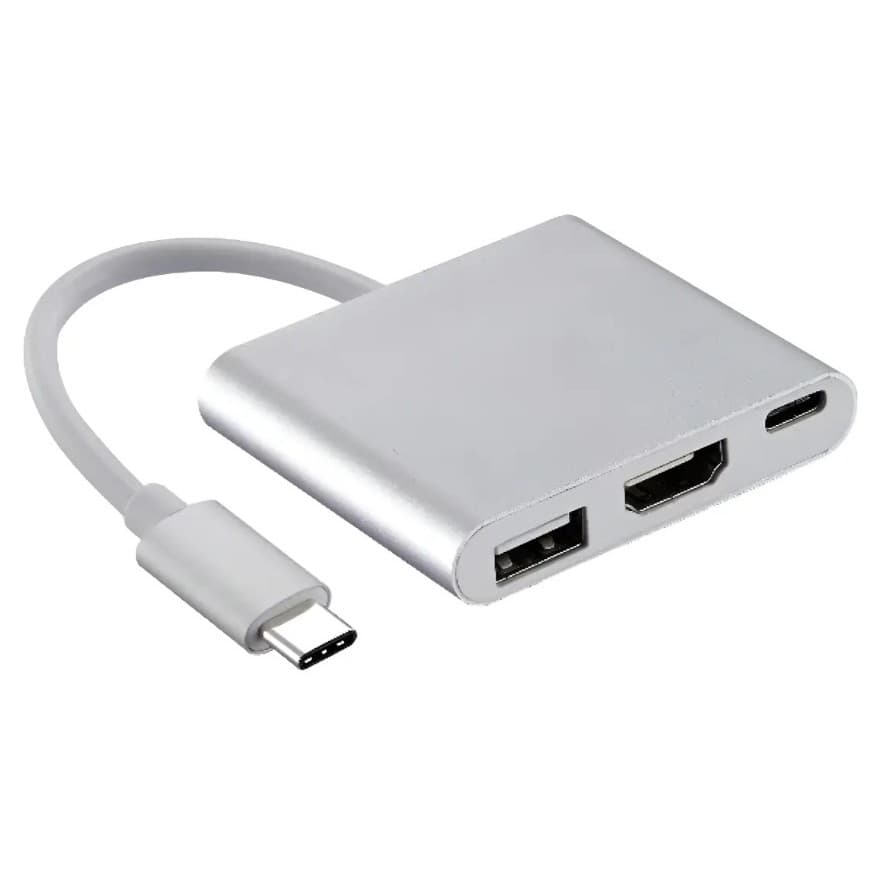 Adaptador Tipo-C Para HDMI + USB 3.0 + USB C Resolução 4k