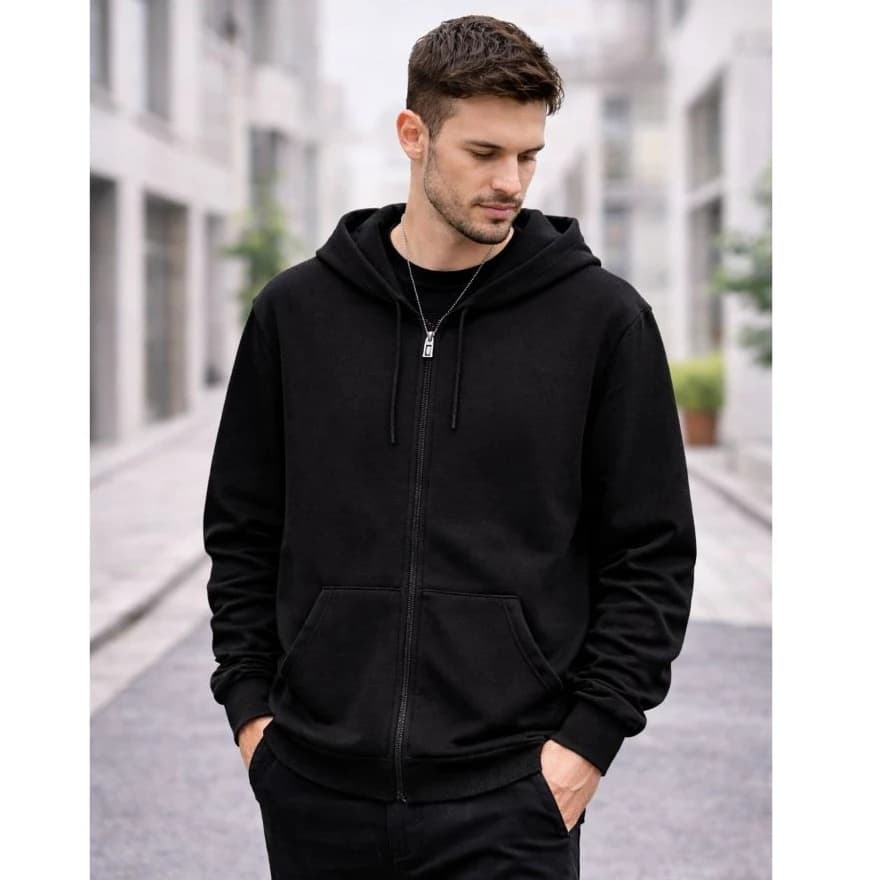 Blusa Moletom Capote Masculino Feminino Unissex com Jaqueta Ziper Capuz e Bolsos