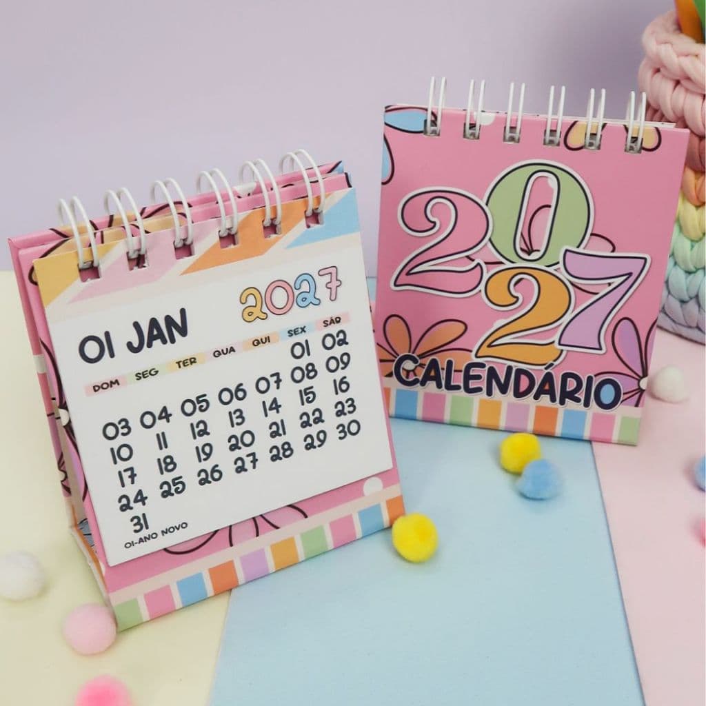 Mini Calendário de Mesa 2027 Color