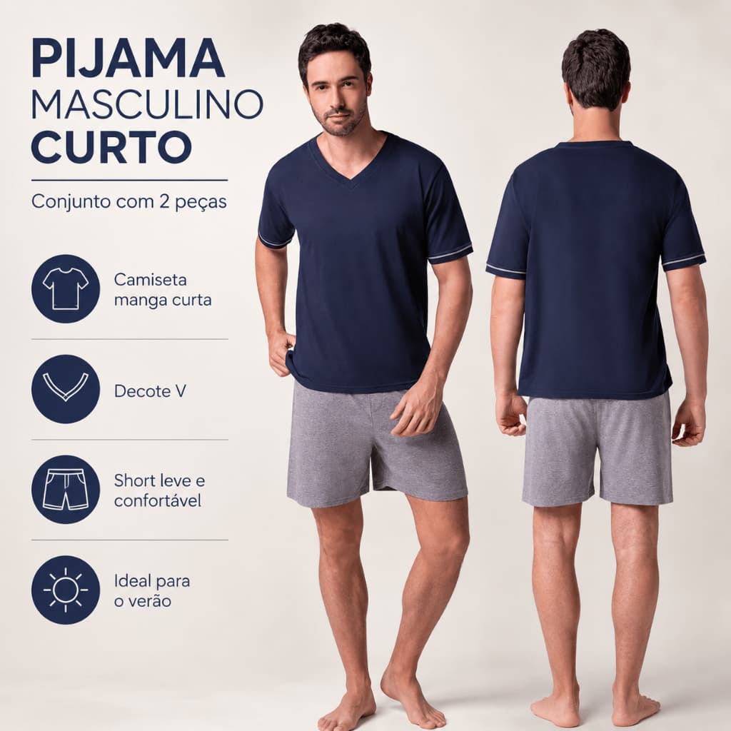 Pijama Lupo Manga Curta Masculino 28000 Gola V Original
