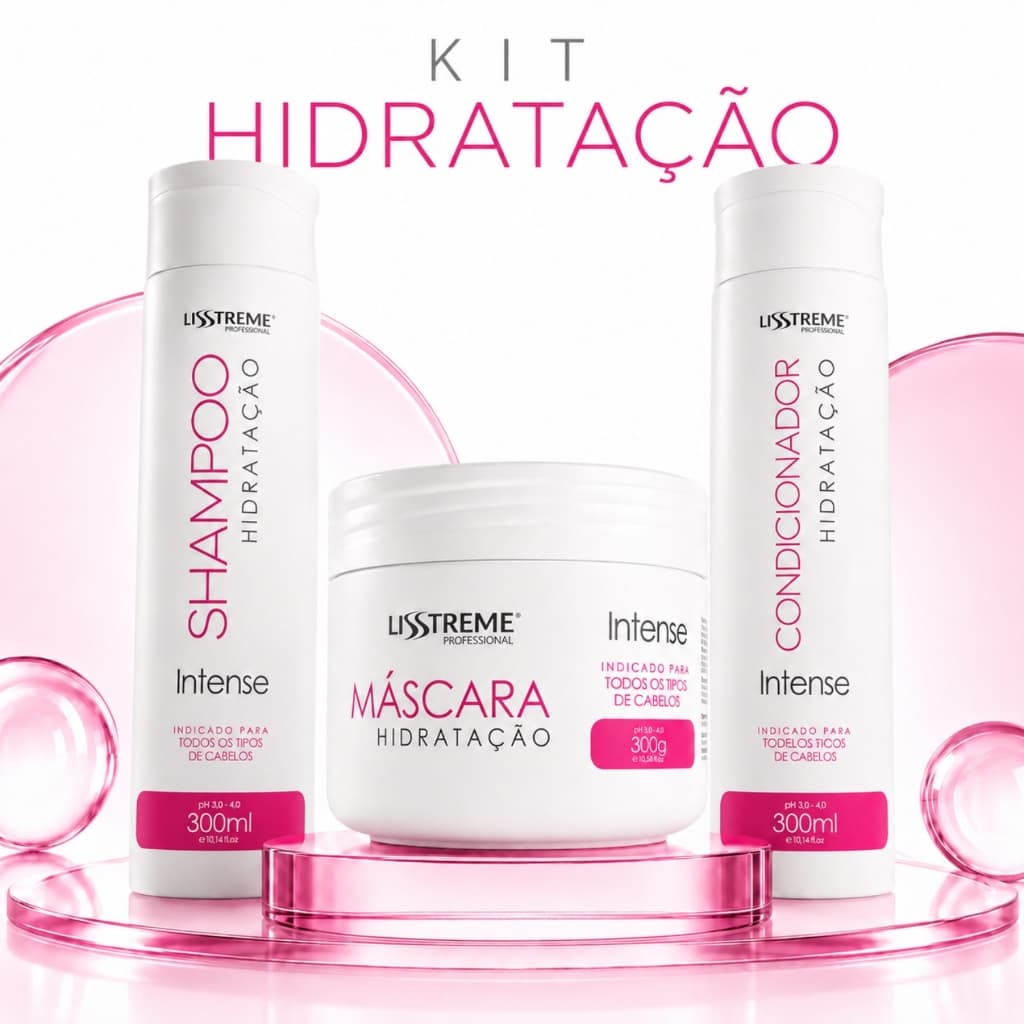 Kit Hidratação LissTreme 300g Alta Performance Maciez & Brilho Tratamento Capilar