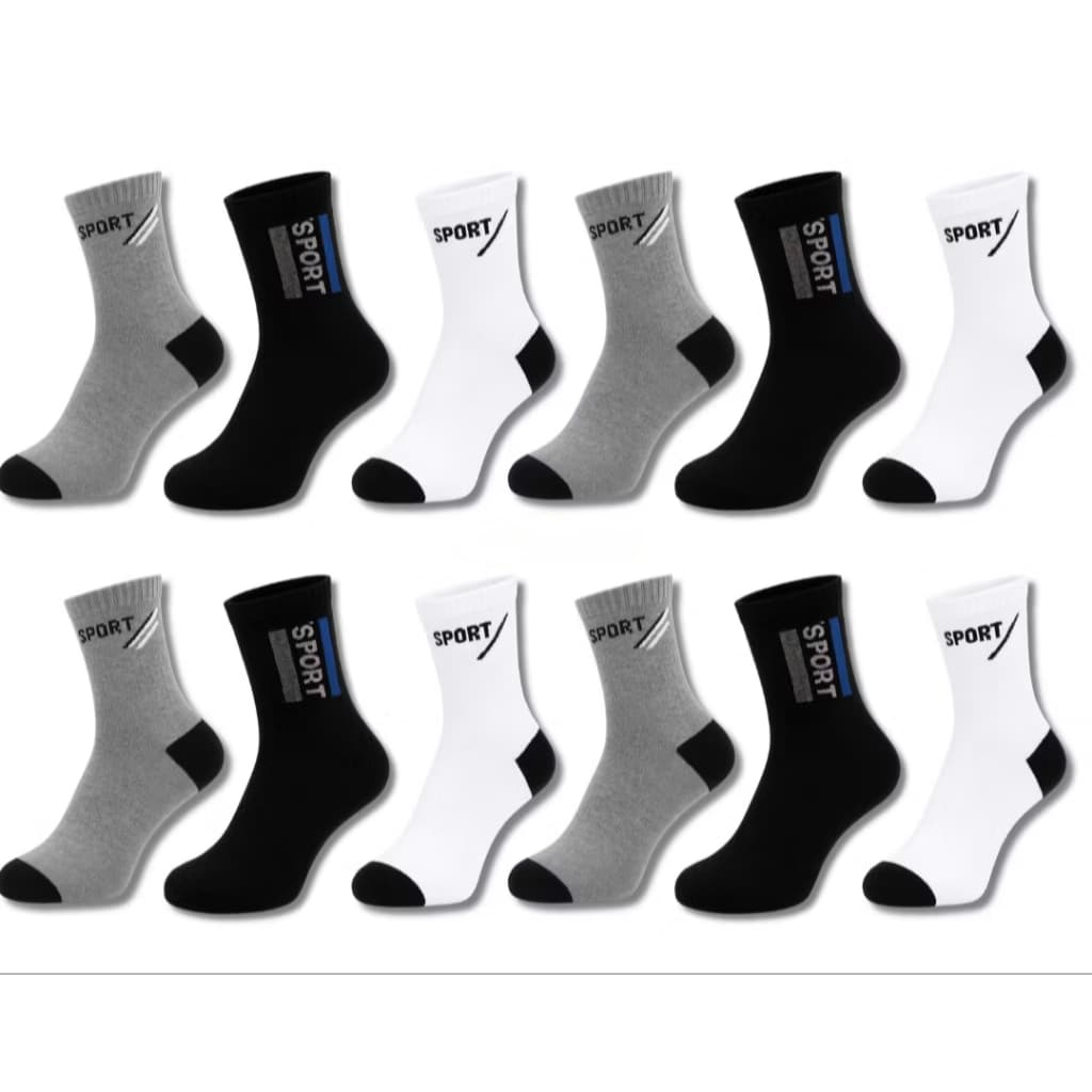 Kit ate 12 Pares de Meia Adulto Masculina Esportiva Cano Alto Sport 40 ao 46