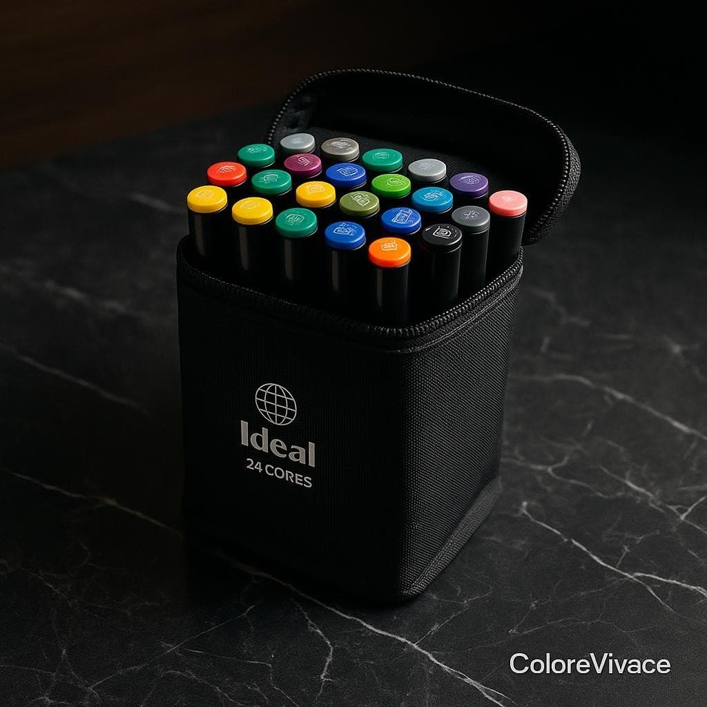 Estojo Canetas Hidrograficas 36 Cores Alta Pigmentacao Durabilidade Uso Escolar Artistico