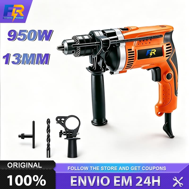 Furadeira Parafusadeira de Impacto 950W 13mm Mandril Auto Reverso 110V/220V