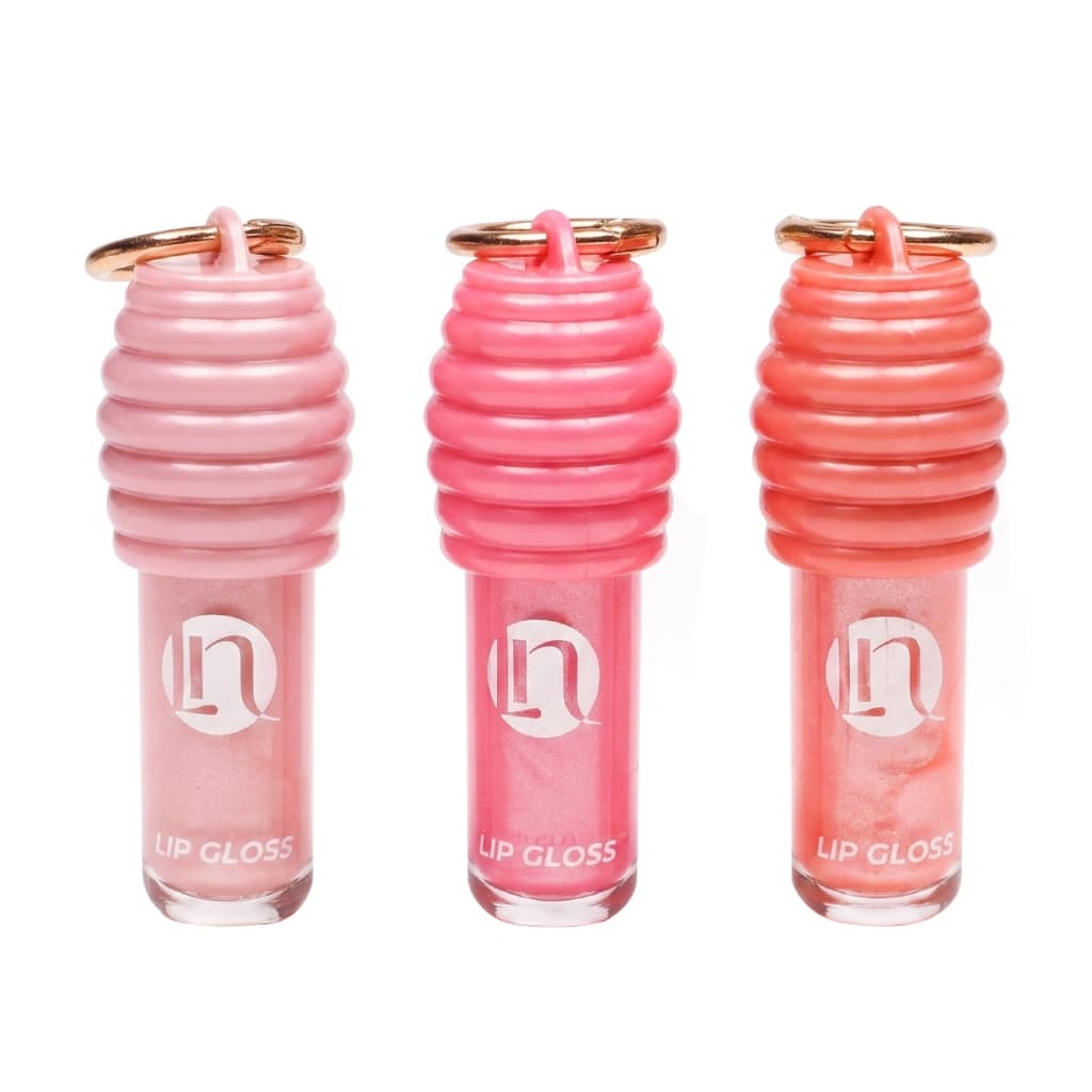Gloss Labial de Mel Hidratante com Chaveiro Brilho Espelhado Lip Gloss Portátil