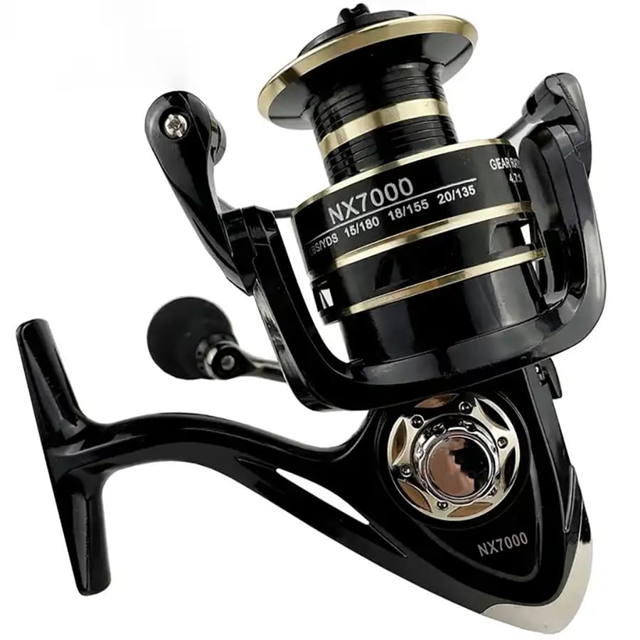 MOLINETE DE PESCA TAMANHO 7000 C/ 14 ROLAMENTOS CARRETEL EM ALUMÍNIO DRAG 14 KG